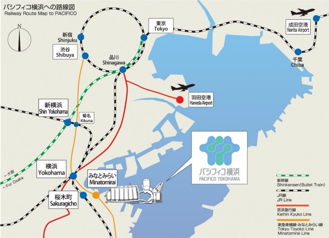 パシフィコ横浜への路線図
